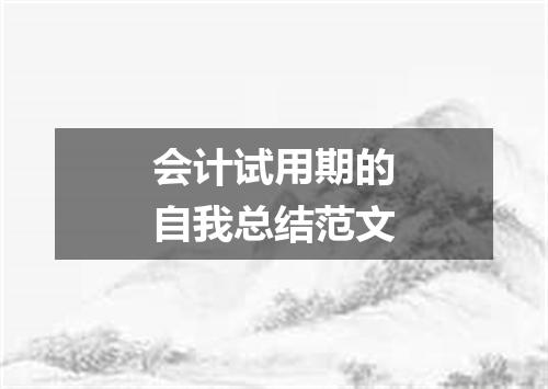 会计试用期的自我总结范文
