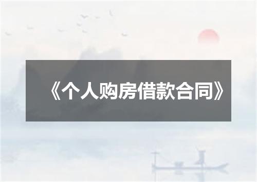 《个人购房借款合同》