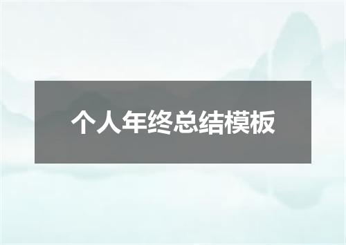 个人年终总结模板