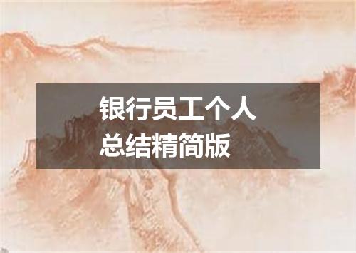 银行员工个人总结精简版