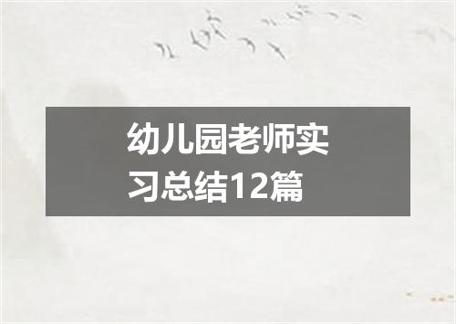 幼儿园老师实习总结12篇