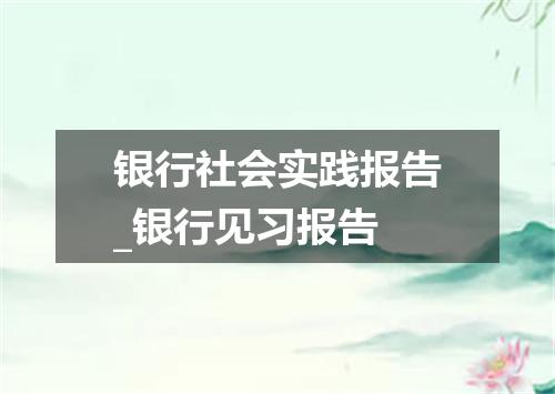 银行社会实践报告_银行见习报告