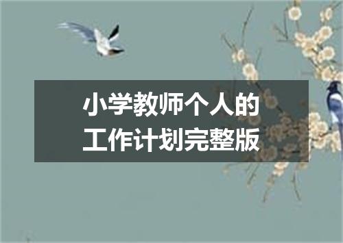 小学教师个人的工作计划完整版
