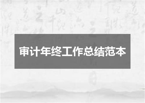 审计年终工作总结范本