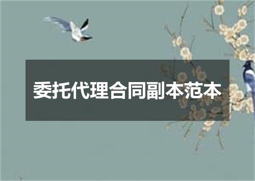 委托代理合同副本范本