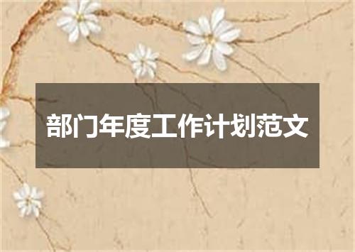部门年度工作计划范文