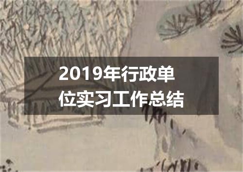 2019年行政单位实习工作总结