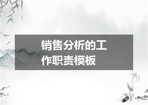 销售分析的工作职责模板