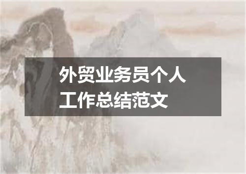 外贸业务员个人工作总结范文