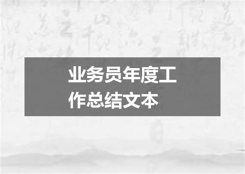 业务员年度工作总结文本