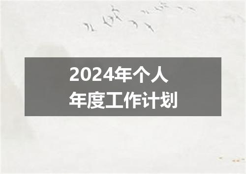 2024年个人年度工作计划