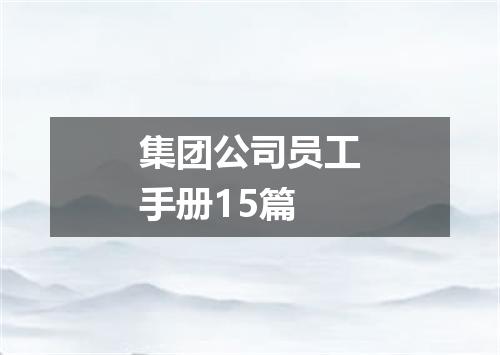 集团公司员工手册15篇