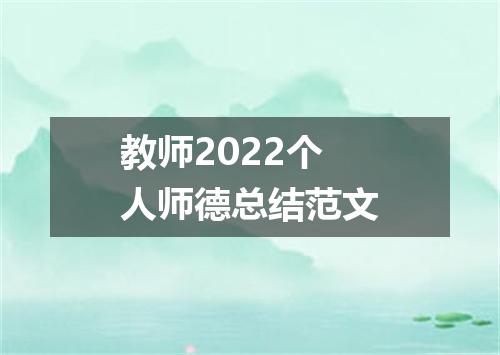 教师2022个人师德总结范文