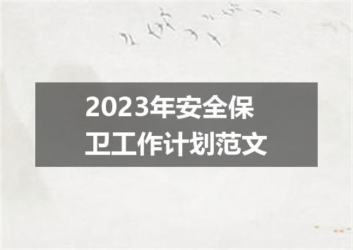 2023年安全保卫工作计划范文