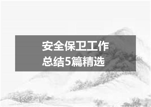 安全保卫工作总结5篇精选
