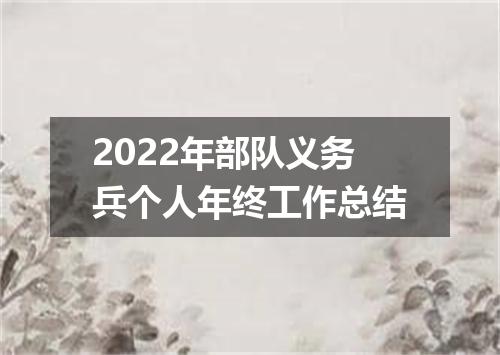 2022年部队义务兵个人年终工作总结