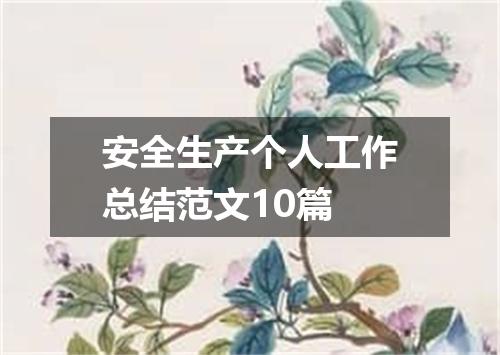 安全生产个人工作总结范文10篇