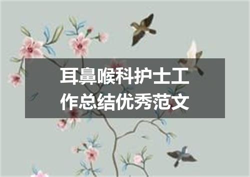耳鼻喉科护士工作总结优秀范文