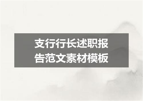 支行行长述职报告范文素材模板