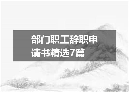 部门职工辞职申请书精选7篇