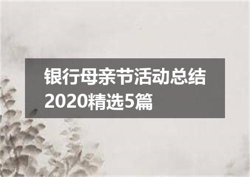 银行母亲节活动总结2020精选5篇