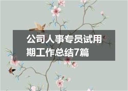 公司人事专员试用期工作总结7篇