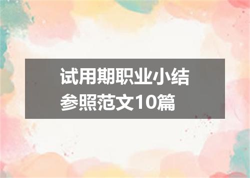 试用期职业小结参照范文10篇