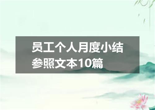 员工个人月度小结参照文本10篇