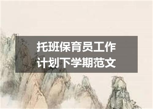 托班保育员工作计划下学期范文