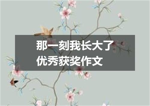 那一刻我长大了优秀获奖作文