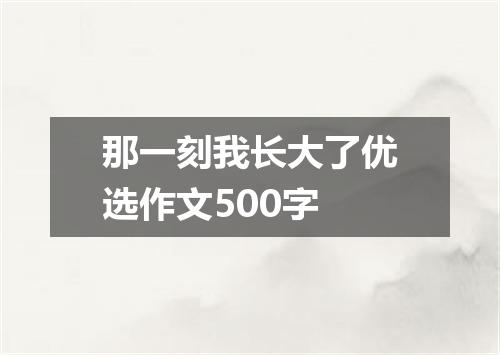 那一刻我长大了优选作文500字
