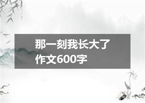 那一刻我长大了作文600字