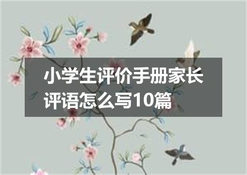 小学生评价手册家长评语怎么写10篇