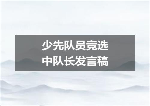 少先队员竞选中队长发言稿