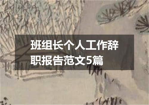 班组长个人工作辞职报告范文5篇