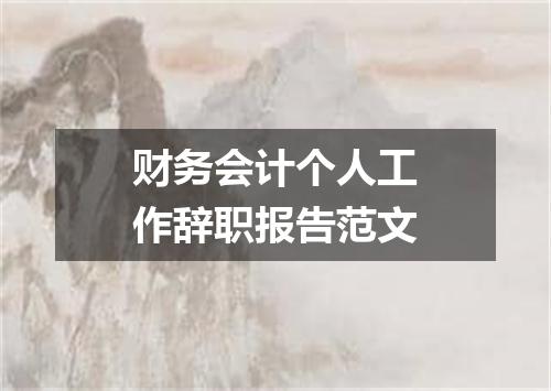 财务会计个人工作辞职报告范文