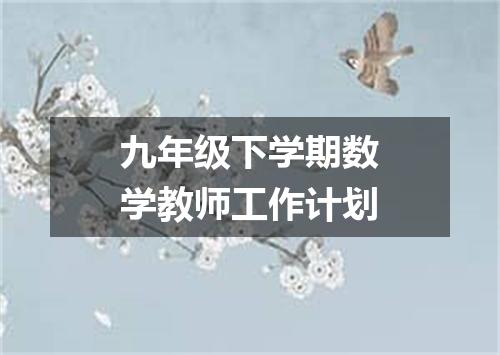 九年级下学期数学教师工作计划