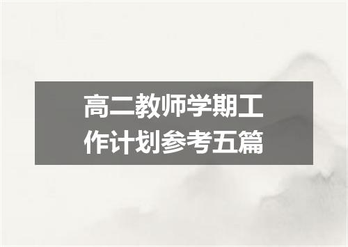 高二教师学期工作计划参考五篇