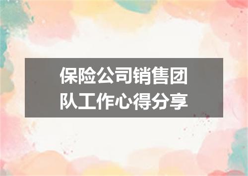 保险公司销售团队工作心得分享