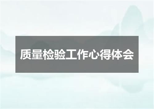 质量检验工作心得体会