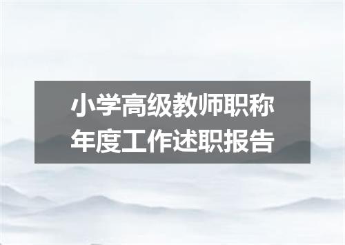 小学高级教师职称年度工作述职报告