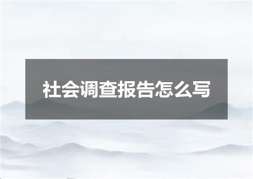 社会调查报告怎么写