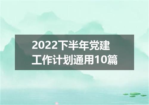 2022下半年党建工作计划通用10篇