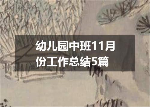 幼儿园中班11月份工作总结5篇