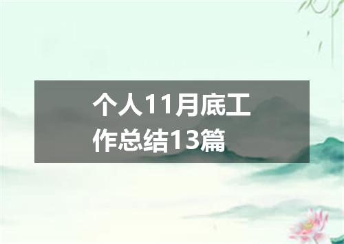 个人11月底工作总结13篇