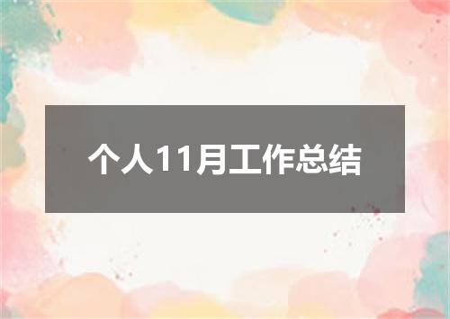 个人11月工作总结