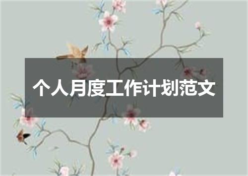 个人月度工作计划范文