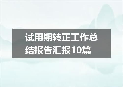 试用期转正工作总结报告汇报10篇