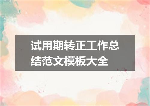 试用期转正工作总结范文模板大全