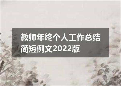教师年终个人工作总结简短例文2022版